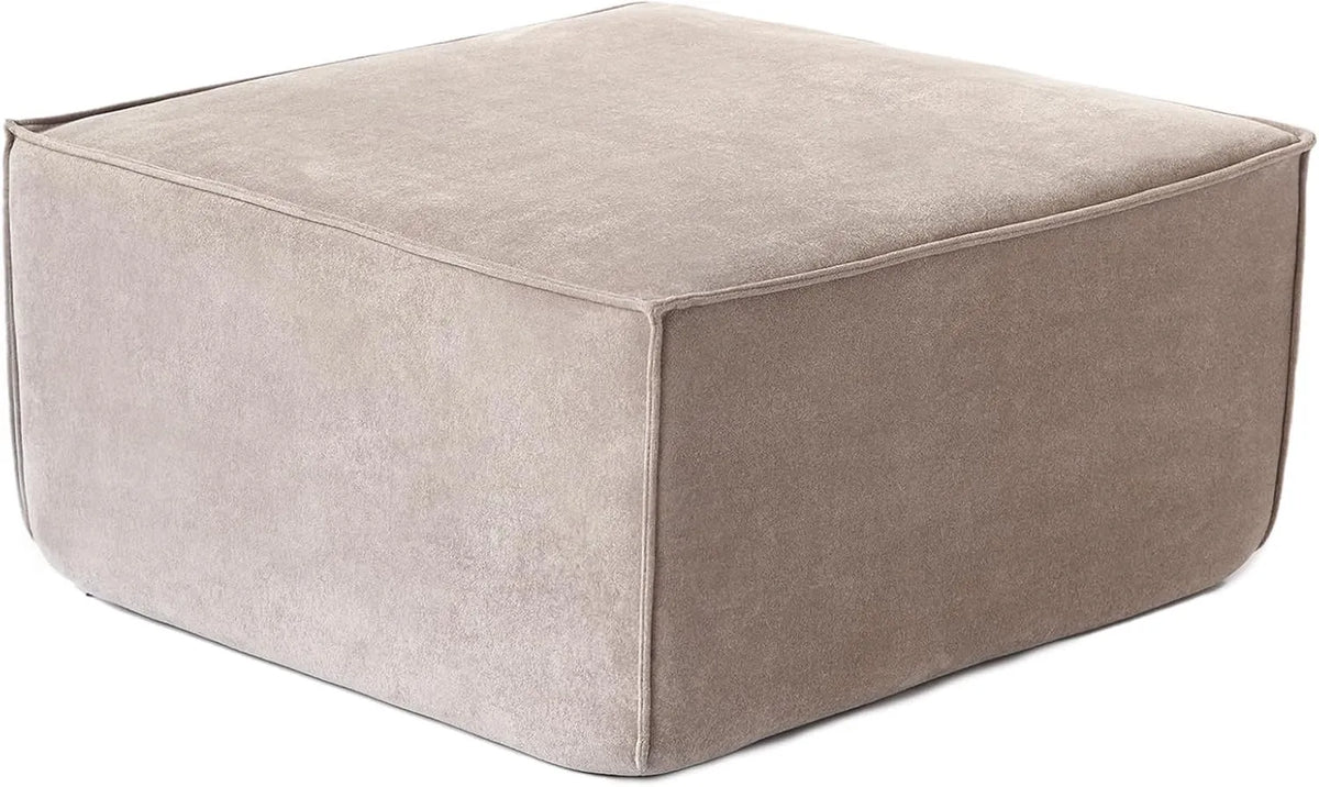 Matrix Brown Modular Ottoman | 1-Piece, Cloud Velvet Fabric, Compact Design