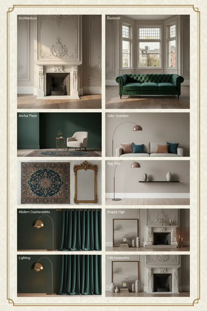 Step-by-Step Styling Guide for a Victorian-Modern Living Room