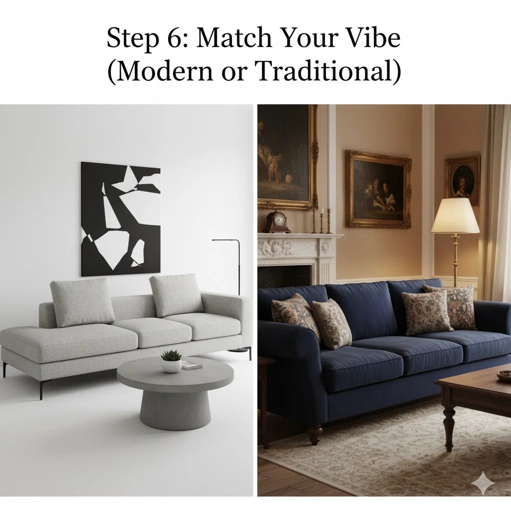 You should match your vibe by choosing a modern or traditional sectional sofa style