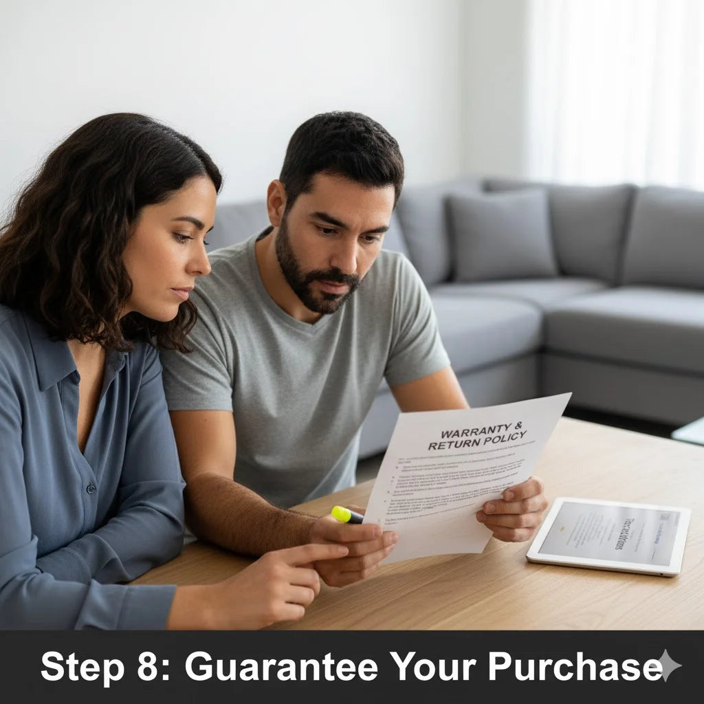 Step 8 You should guarantee your purchase by reading the sofa s Warranty Return Policy