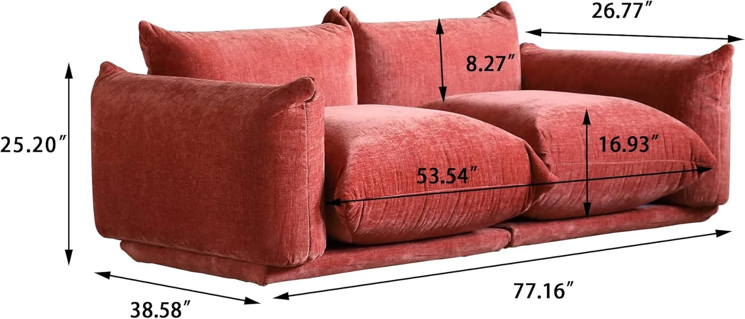 Matrix 2-Seater Orange Modular Loveseat | 2-Piece, Chenille Fabric, Small Space