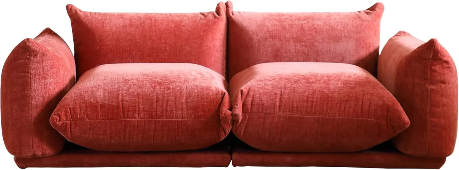 Matrix 2-Seater Orange Modular Loveseat | 2-Piece, Chenille Fabric, Small Space