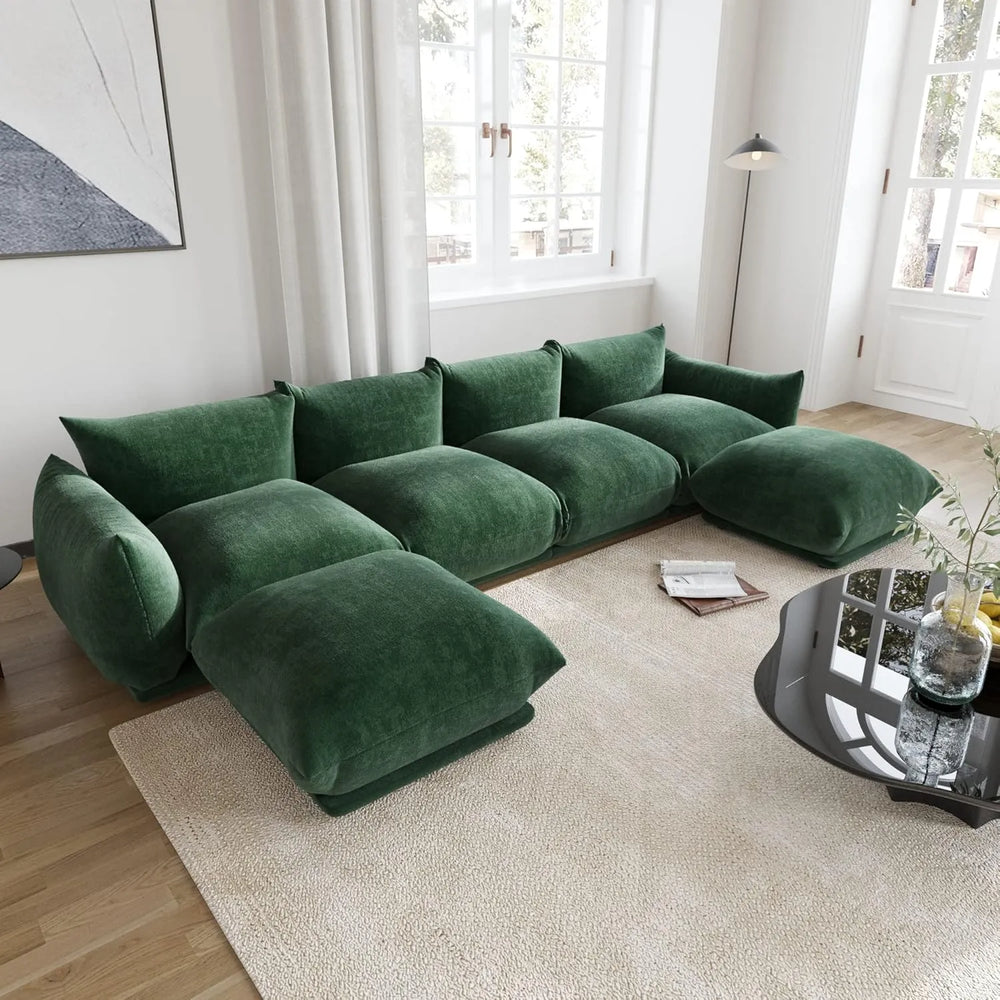 Matrix Modern Sectional Sofas | Green Chenille Couch Sectionals 4-seaters
