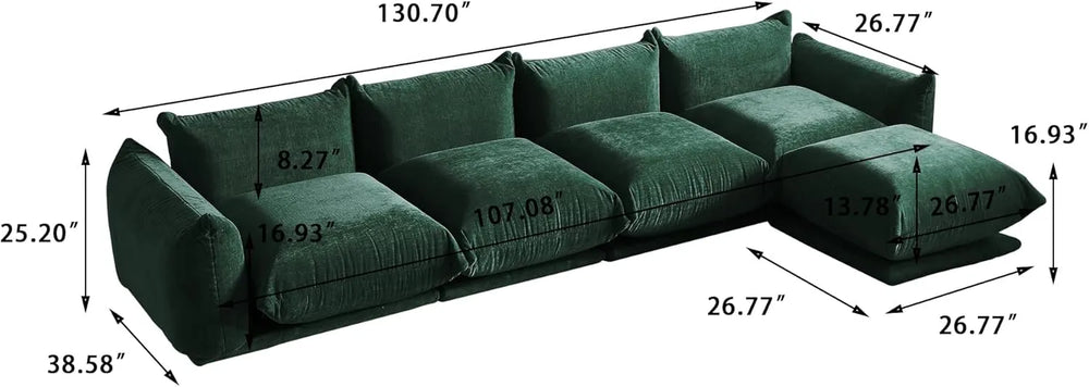 Matrix Modern Sectional Sofas | Green Chenille Couch Sectionals 4-seaters
