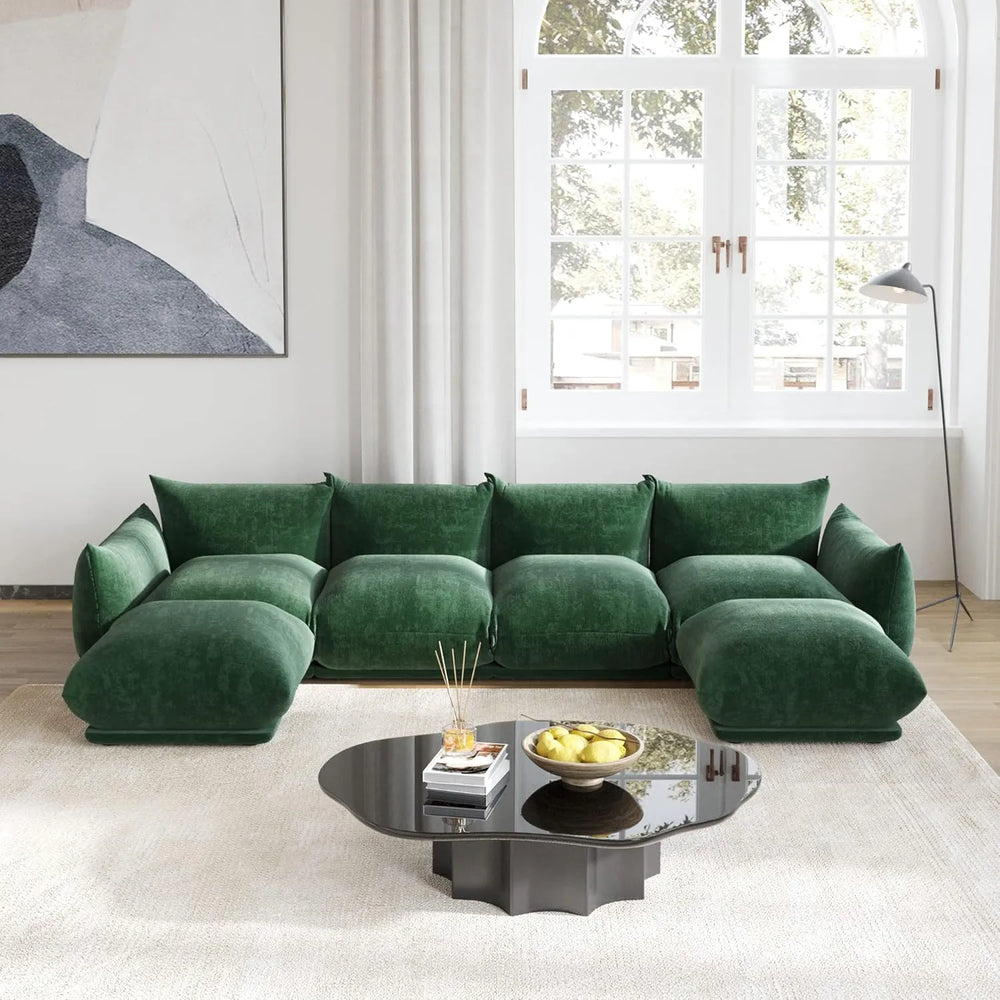 Matrix Modern Sectional Sofas | Green Chenille Couch Sectionals 4-seaters