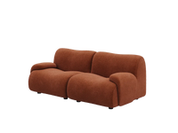 Teddy Fleece 2-Seater Rust Red Small Space Loveseat | 2-Piece, Modular Design, Fixed Upholstery, Low Pillow Arm