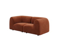 Teddy Fleece 2-Seater Rust Red Small Space Loveseat | 2-Piece, Modular Design, Fixed Upholstery, Low Pillow Arm