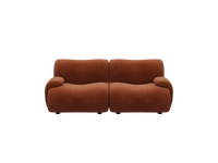 Teddy Fleece 2-Seater Rust Red Small Space Loveseat | 2-Piece, Modular Design, Fixed Upholstery, Low Pillow Arm