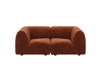 Teddy Fleece 2-Seater Rust Red Small Space Loveseat | 2-Piece, Modular Design, Fixed Upholstery, Low Pillow Arm