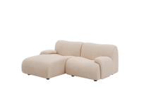 Teddy Fleece 2-Seater Sand Small Space Chaise Sectional | 2-Piece, Modular Design, Fixed Upholstery, Low Pillow Arm