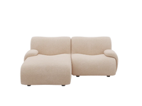 Teddy Fleece 2-Seater Sand Small Space Chaise Sectional | 2-Piece, Modular Design, Fixed Upholstery, Low Pillow Arm