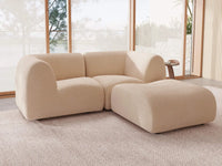 Teddy Fleece 2-Seater Sand Small Space Chaise Sectional | 3-Piece (Includes 1 Ottoman), Modular Design, Fixed Upholstery, Low Pillow Arm