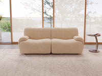 Teddy Fleece 2-Seater Sand Small Space Loveseat | 2-Piece, Modular Design, Fixed Upholstery, Low Pillow Arm