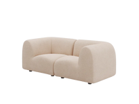 Teddy Fleece 2-Seater Sand Small Space Loveseat | 2-Piece, Modular Design, Fixed Upholstery, Low Pillow Arm