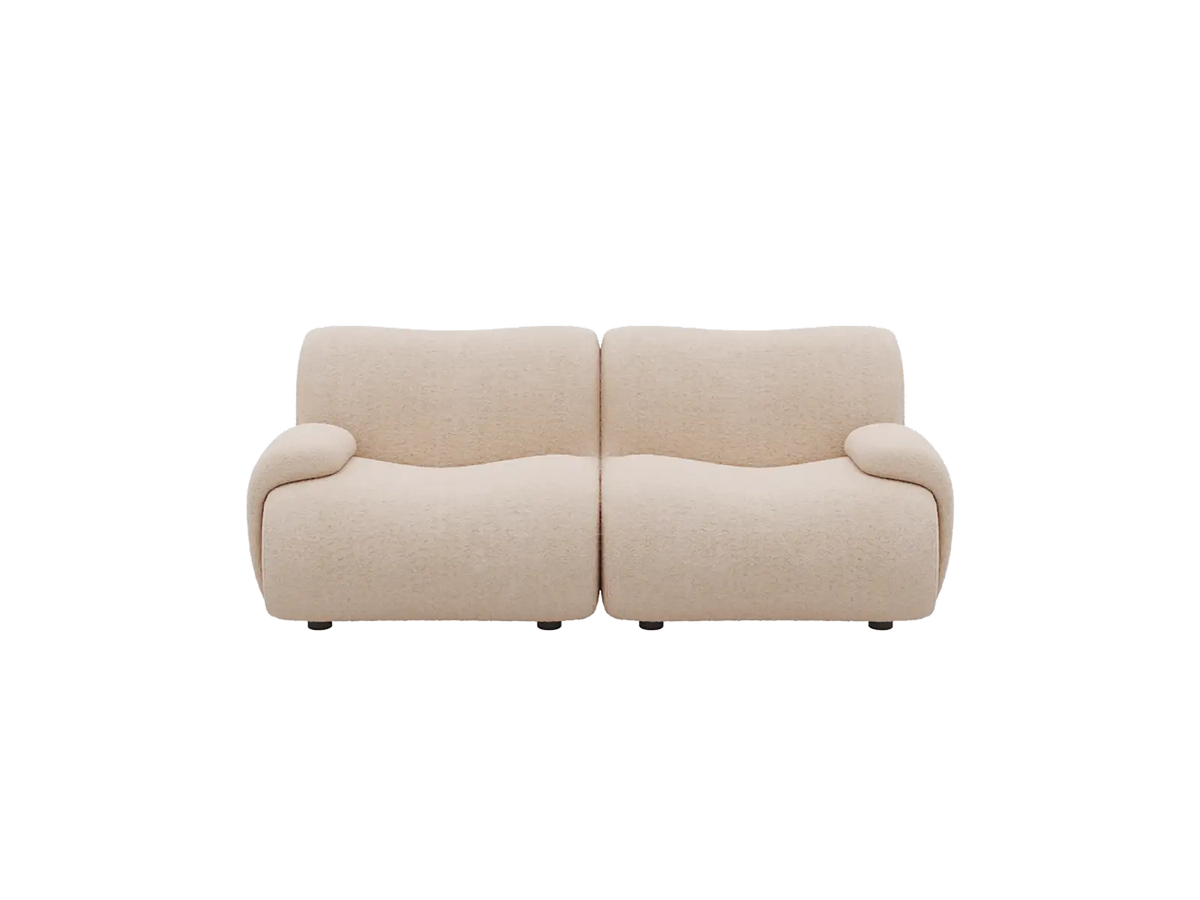 Teddy Fleece 2-Seater Sand Small Space Loveseat | 2-Piece, Modular Design, Fixed Upholstery, Low Pillow Arm