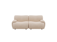Teddy Fleece 2-Seater Sand Small Space Loveseat | 2-Piece, Modular Design, Fixed Upholstery, Low Pillow Arm