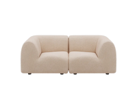 Teddy Fleece 2-Seater Sand Small Space Loveseat | 2-Piece, Modular Design, Fixed Upholstery, Low Pillow Arm