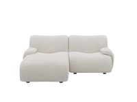 Teddy Fleece 2-Seater White Small Space Chaise Sectional | 2-Piece, Modular Design, Fixed Upholstery, Low Pillow Arm