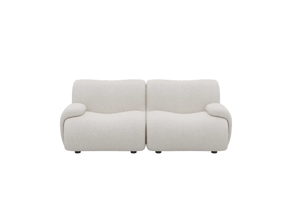 Teddy Fleece 2-Seater White Small Space Loveseat | 2-Piece, Modular Design, Fixed Upholstery, Low Pillow Arm