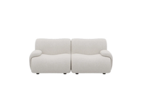 Teddy Fleece 2-Seater White Small Space Loveseat | 2-Piece, Modular Design, Fixed Upholstery, Low Pillow Arm