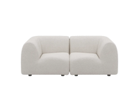 Teddy Fleece 2-Seater White Small Space Loveseat | 2-Piece, Modular Design, Fixed Upholstery, Low Pillow Arm