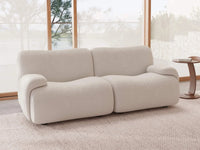 Teddy Fleece 2-Seater White Small Space Loveseat | 2-Piece, Modular Design, Fixed Upholstery, Low Pillow Arm