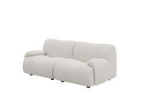 Teddy Fleece 2-Seater White Small Space Loveseat | 2-Piece, Modular Design, Fixed Upholstery, Low Pillow Arm