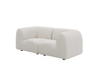 Teddy Fleece 2-Seater White Small Space Loveseat | 2-Piece, Modular Design, Fixed Upholstery, Low Pillow Arm