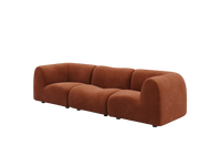 Teddy Fleece 3-Seater Rust Red Small Space Couch Sectional | 3-Piece, Modular Design, Fixed Upholstery, Low Pillow Arm