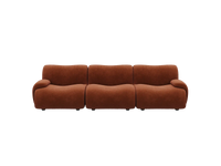Teddy Fleece 3-Seater Rust Red Small Space Couch Sectional | 3-Piece, Modular Design, Fixed Upholstery, Low Pillow Arm