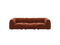 Teddy Fleece 3-Seater Rust Red Small Space Couch Sectional | 3-Piece, Modular Design, Fixed Upholstery, Low Pillow Arm