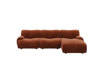Teddy Fleece 3-Seater Rust Red Small Space L-Shaped Sectional | 3-Piece, Modular Design, Fixed Upholstery, Low Pillow Arm