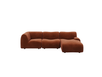 Teddy Fleece 3-Seater Rust Red Small Space L-Shaped Sectional | 3-Piece, Modular Design, Fixed Upholstery, Low Pillow Arm