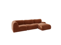Teddy Fleece 3-Seater Rust Red Small Space L-Shaped Sectional | 3-Piece, Modular Design, Fixed Upholstery, Low Pillow Arm