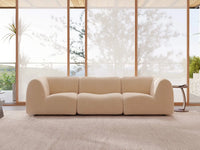 Teddy Fleece 3-Seater Sand Small Space Couch Sectional | 3-Piece, Modular Design, Fixed Upholstery, Low Pillow Arm