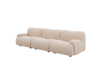 Teddy Fleece 3-Seater Sand Small Space Couch Sectional | 3-Piece, Modular Design, Fixed Upholstery, Low Pillow Arm