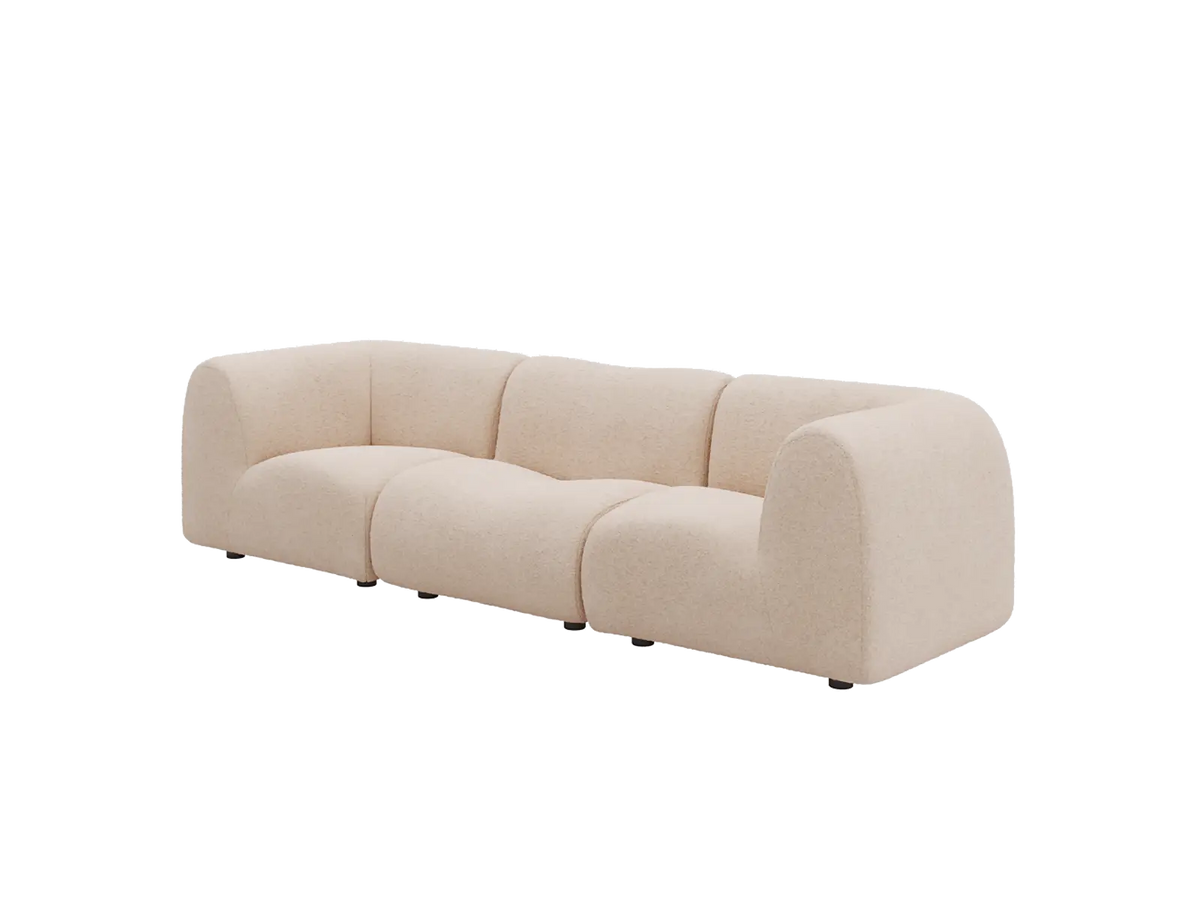 Teddy Fleece 3-Seater Sand Small Space Couch Sectional | 3-Piece, Modular Design, Fixed Upholstery, Low Pillow Arm