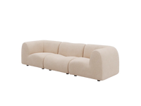 Teddy Fleece 3-Seater Sand Small Space Couch Sectional | 3-Piece, Modular Design, Fixed Upholstery, Low Pillow Arm