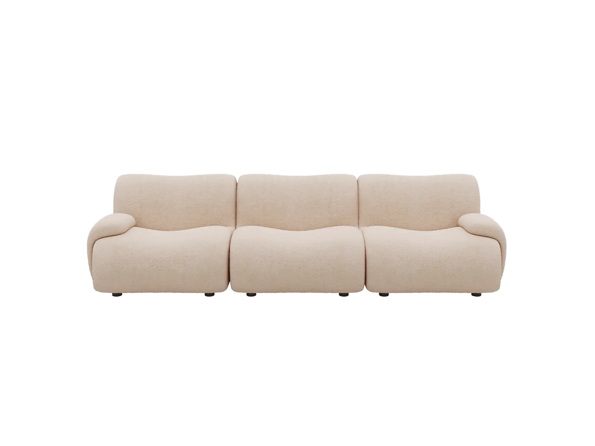 Teddy Fleece 3-Seater Sand Small Space Couch Sectional | 3-Piece, Modular Design, Fixed Upholstery, Low Pillow Arm