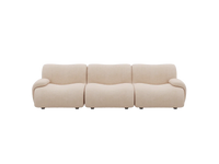 Teddy Fleece 3-Seater Sand Small Space Couch Sectional | 3-Piece, Modular Design, Fixed Upholstery, Low Pillow Arm