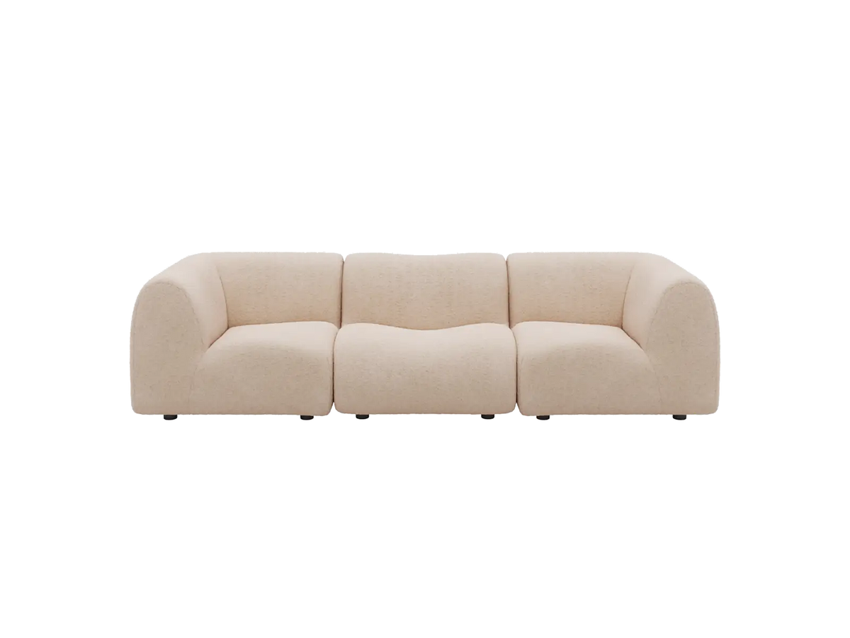 Teddy Fleece 3-Seater Sand Small Space Couch Sectional | 3-Piece, Modular Design, Fixed Upholstery, Low Pillow Arm