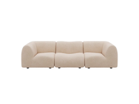 Teddy Fleece 3-Seater Sand Small Space Couch Sectional | 3-Piece, Modular Design, Fixed Upholstery, Low Pillow Arm