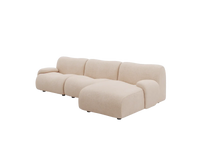 Teddy Fleece 3-Seater Sand Small Space L-Shaped Sectional | 3-Piece, Modular Design, Fixed Upholstery, Low Pillow Arm
