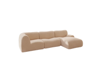 Teddy Fleece 3-Seater Sand Small Space L-Shaped Sectional | 3-Piece, Modular Design, Fixed Upholstery, Low Pillow Arm