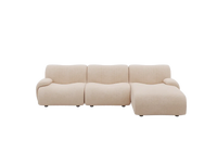 Teddy Fleece 3-Seater Sand Small Space L-Shaped Sectional | 3-Piece, Modular Design, Fixed Upholstery, Low Pillow Arm