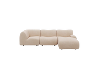 Teddy Fleece 3-Seater Sand Small Space L-Shaped Sectional | 3-Piece, Modular Design, Fixed Upholstery, Low Pillow Arm