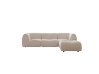 Teddy Fleece 3-Seater White Large Space L-Shaped Sectional | 4-Piece (Includes 1 Ottoman), Modular Design, Fixed Upholstery, Low Pillow Arm