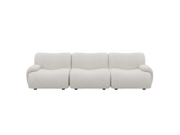 Teddy Fleece 3-Seater White Small Space Couch Sectional | 3-Piece, Modular Design, Fixed Upholstery, Low Pillow Arm