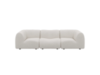 Teddy Fleece 3-Seater White Small Space Couch Sectional | 3-Piece, Modular Design, Fixed Upholstery, Low Pillow Arm