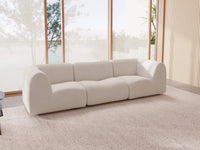Teddy Fleece 3-Seater White Small Space Couch Sectional | 3-Piece, Modular Design, Fixed Upholstery, Low Pillow Arm